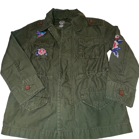 Wonder Nation Little Girl Utility Jacket Embroidered Details Army Green 4/5 XS - Picture 3 of 6